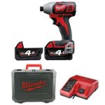 Акумулаторен ударен винтоверт MILWAUKEE M18BID-402C, 18v, 2x4 ah, 180 nm, 4933443580