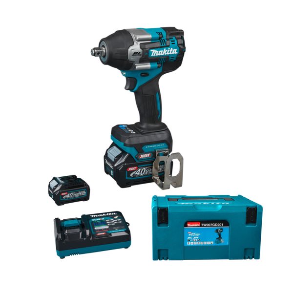 Акумулаторен ударен гайковерт Makita TW007GD201 40V XGT с LED подсветка и куфар