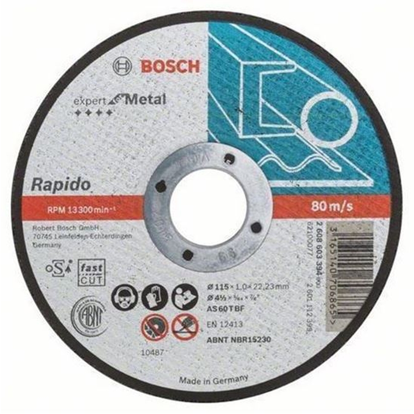 BSH 1_0000_Layer 1 Диск за рязане на метал BOSCH, AS 60 T BF Rapido прав ø 115mm, 22,23 mm - Image 1