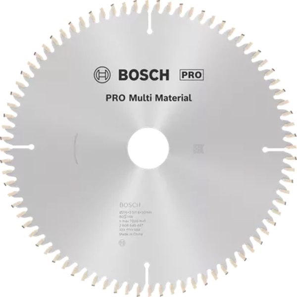 Диск за циркуляр BOSCH PRO Multi Material 216x2,5x30 mm T80, модел 2608640447 за рязане на различни материали