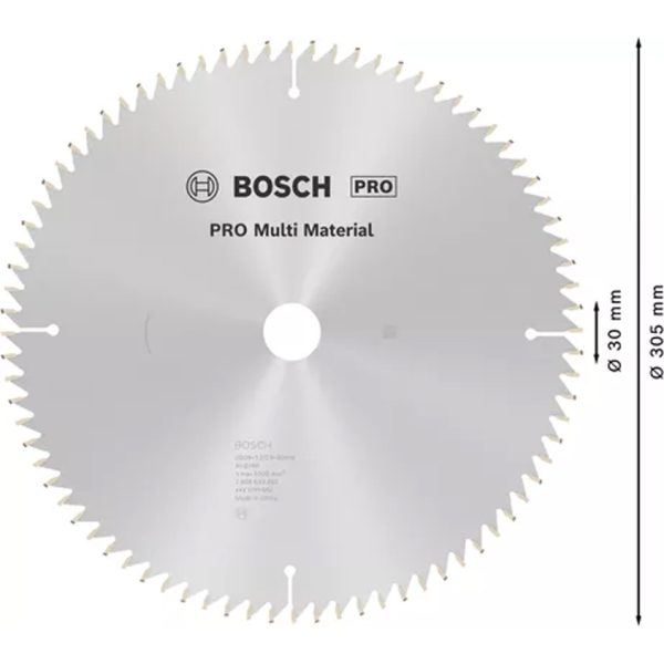 Диск за циркуляр BOSCH PRO Multi Material, 305 x 3,2 x 30 mm, T80