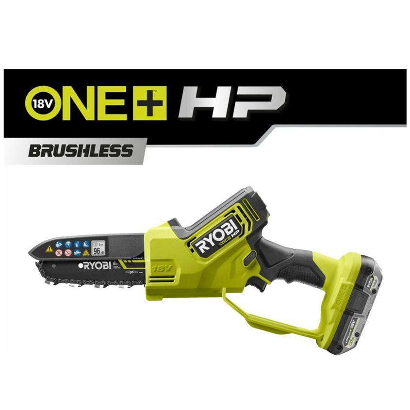 Ryobi_0001_Layer 145 Акумулаторен верижен трион RYOBI RY18PSX15A-120 с 15 см верига и гумена дръжка