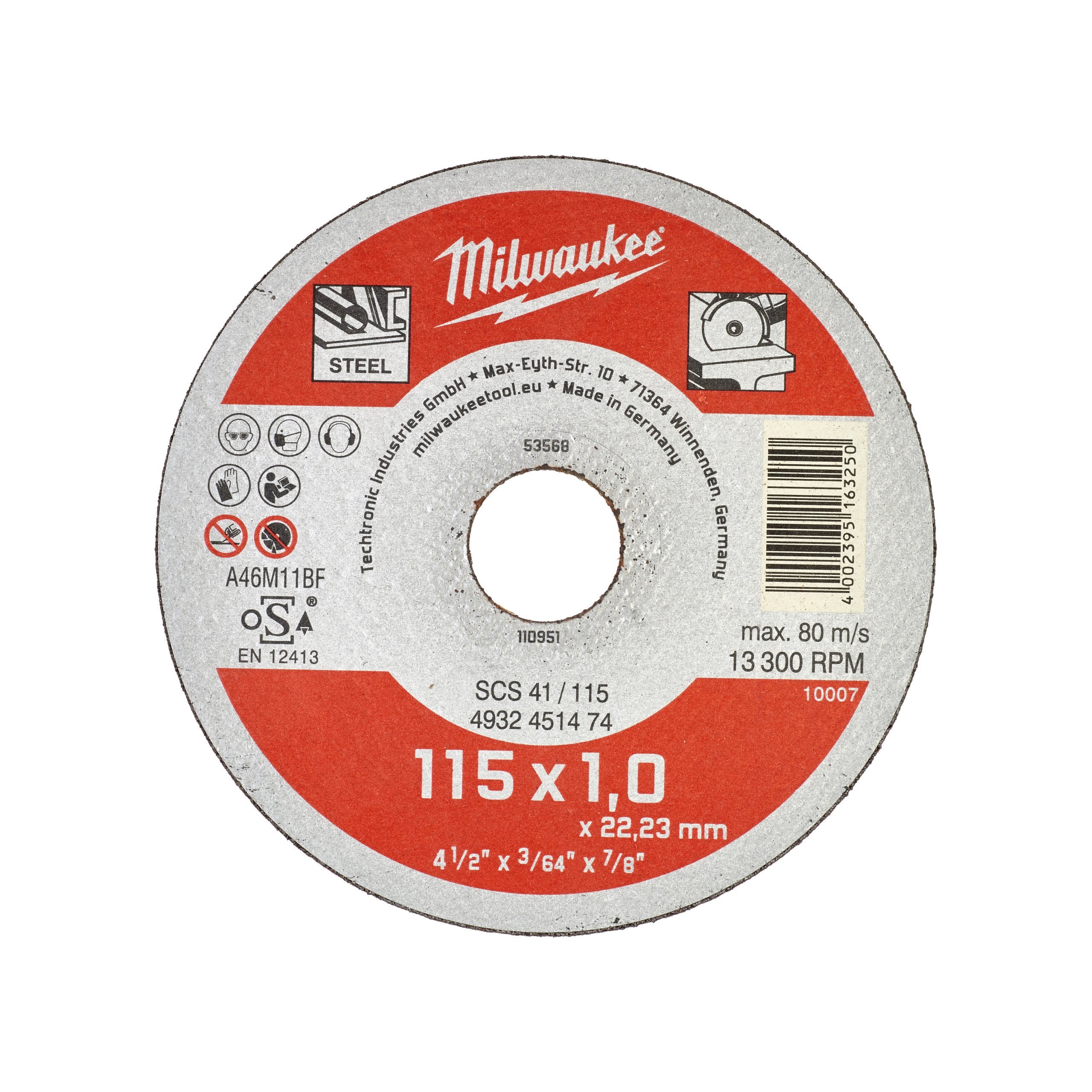 4932451474-hero_1.jpg Диск MILWAUKEE, 125х1 mm за метал - Image 1