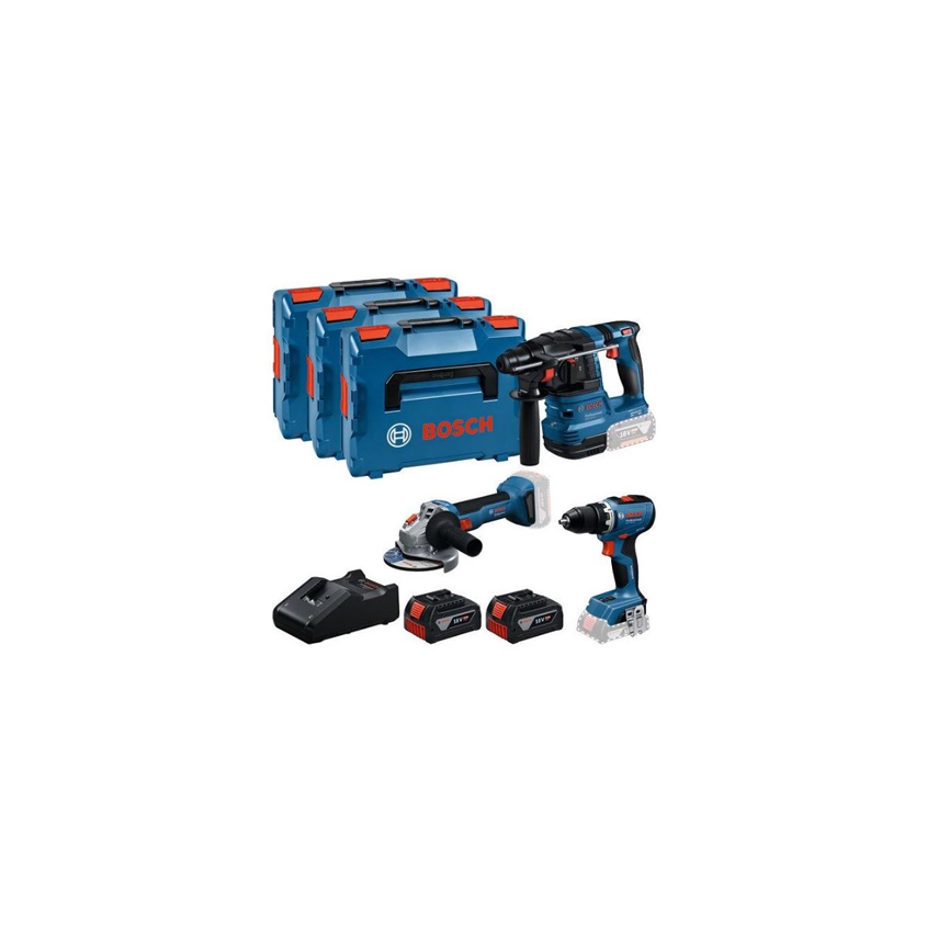 1 Акумулаторен комплект инструменти BOSCH GWS 18V-8, GBH 18V-22, GSR 18V-65 с батерии и куфари