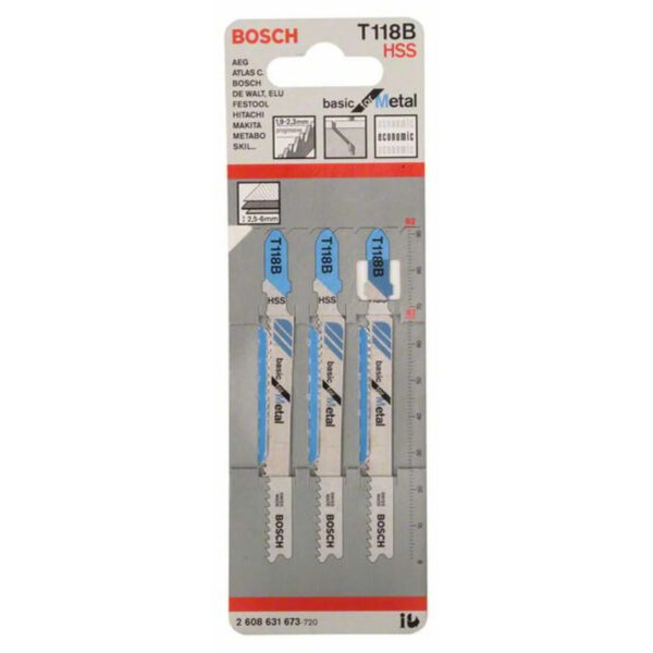 Ножче за прободен трион BOSCH, T 118 B, 3бр., 2608631673