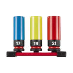 Комплект удължени ударни вложки Milwaukee, ShW 1/2" Auto, 17 - 21 мм, 3 бр., 4932493370