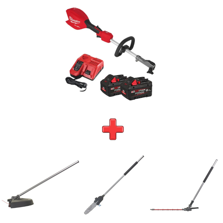 Неозаглавен дизайн Мултифункционална комби система Milwaukee M18FOPH2-802, 18 V, 8 Ah + приставка тример M18FOPH-LTA, приставка верижен трион M18FOPH-CSA и телескопична приставка храсторез M18FOPH-HTA - Image 1