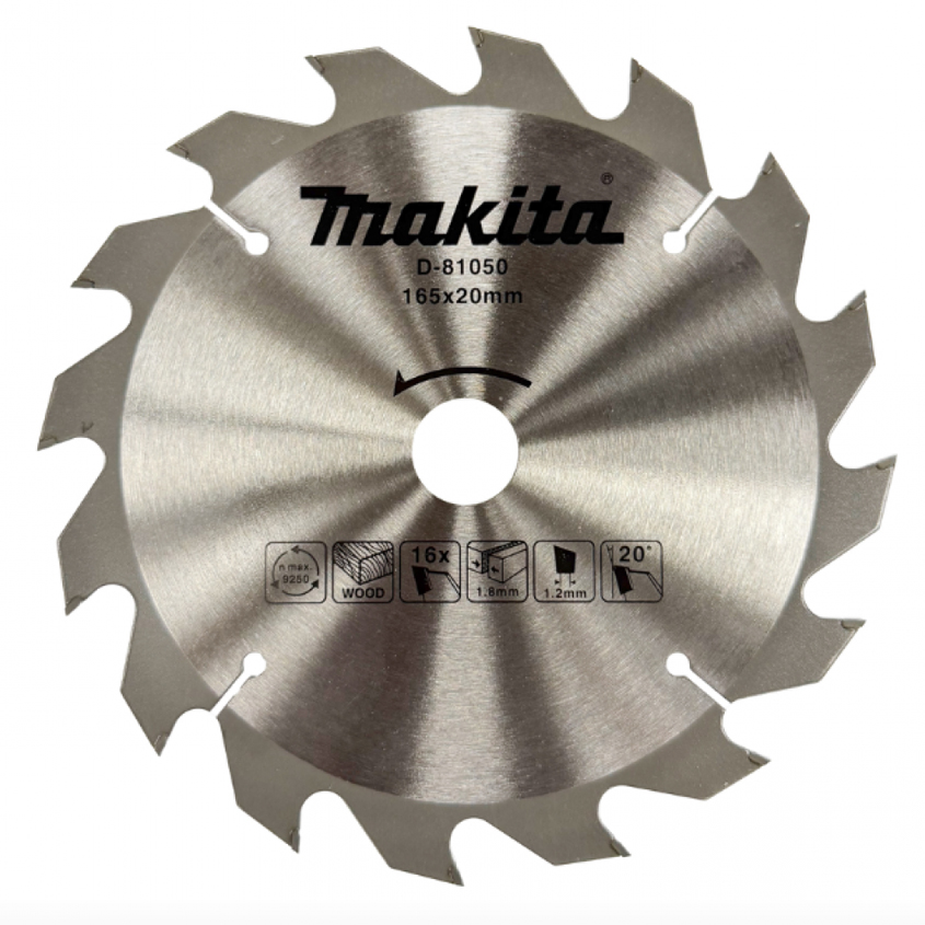 101_0001_Layer 68 Циркулярен диск за дърво Makita D-81050, Ø 165 мм, отвор 20 мм, 16 зъба - Image 1