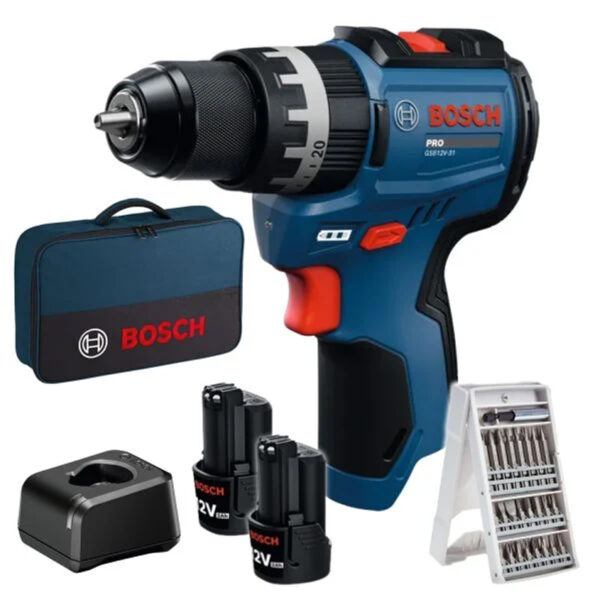Акумулаторен ударен винтоверт Bosch PRO GSB 12V-31 06019S6103 с 2 батерии и битове