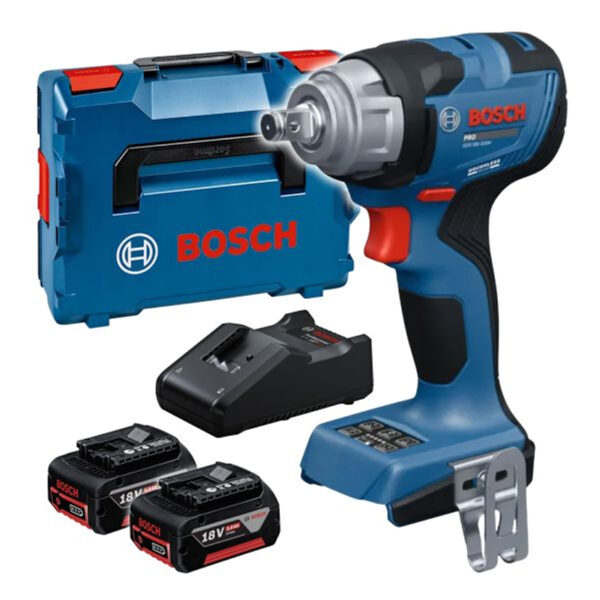 Акумулаторен ударен гайковерт Bosch PRO GDS 18V-330H 06019L5203 с 2 батерии 5 Ah и L-BOXX