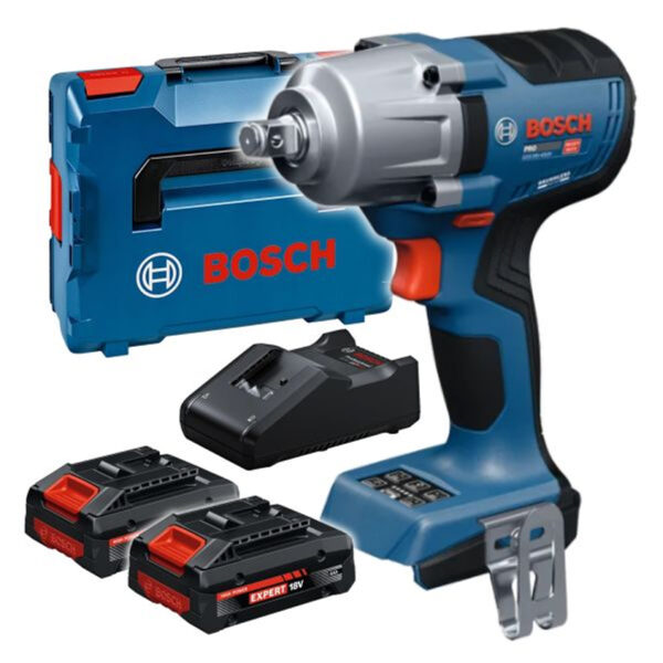 Акумулаторен ударен гайковерт Bosch PRO GDS 18V-450H 06019K4202 с 2 батерии 4 Ah и L-BOXX